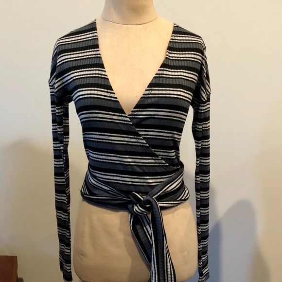 FREE PEOPLE Always With Me Striped Wrap Top - Picture 2 of 8